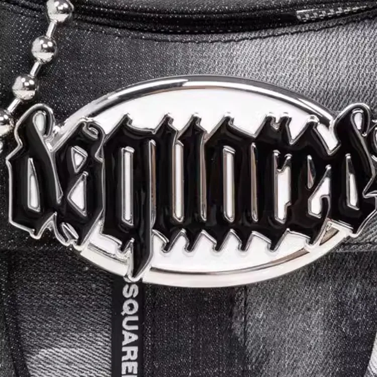DSQUARED 2 Gothic Logo Plaque Denim Shoulder Bag-3