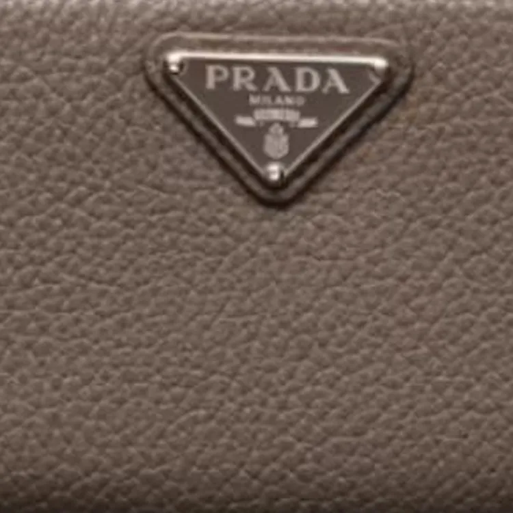 PRADA Leather Coin Purse Men's Gray Brown-3
