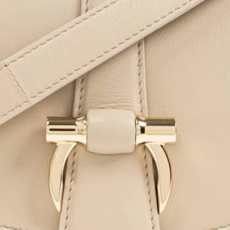 FERRAGAMO Cow Leather Crossbody Bag Small Size Women's White-3
