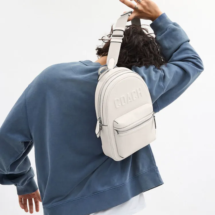 COACH Charter Leather Sling Bag Small Size Men's Chalk White-3