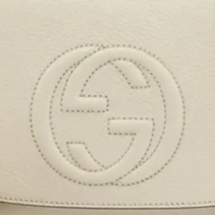 GUCCI Soho Leather Chain Shoulder Bag, Crossbody Bag Women's White-3