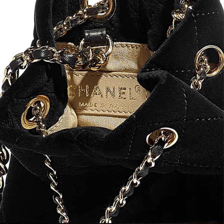 CHANEL Swan Velour Portable Crossbody Bag, Shoulder Bag Women's Black-4
