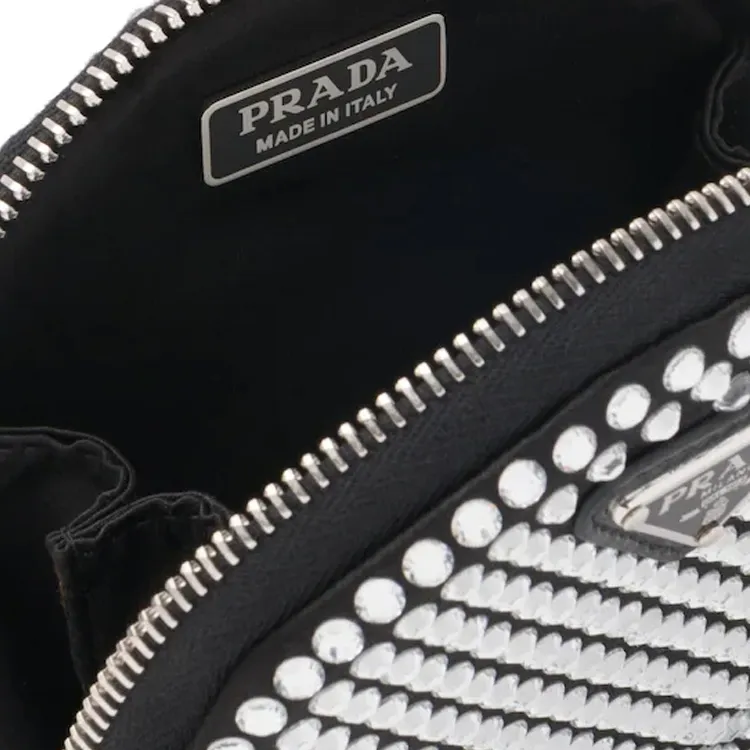 PRADA Crystal Shoulder Bag, Crossbody Bag Women's Black-5