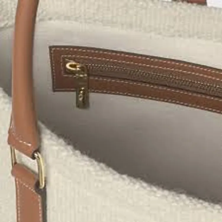 CELINE Cabas Cow Leather Handbag Shoulder Bag Tote Regular Women's Candy Color Beige-3