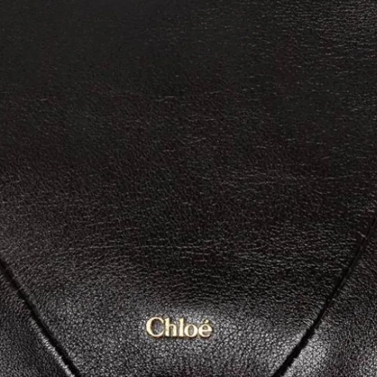 Chloe Grained Buffalo Leather Shoulder Bag Small Size Women's Dark Brown-4