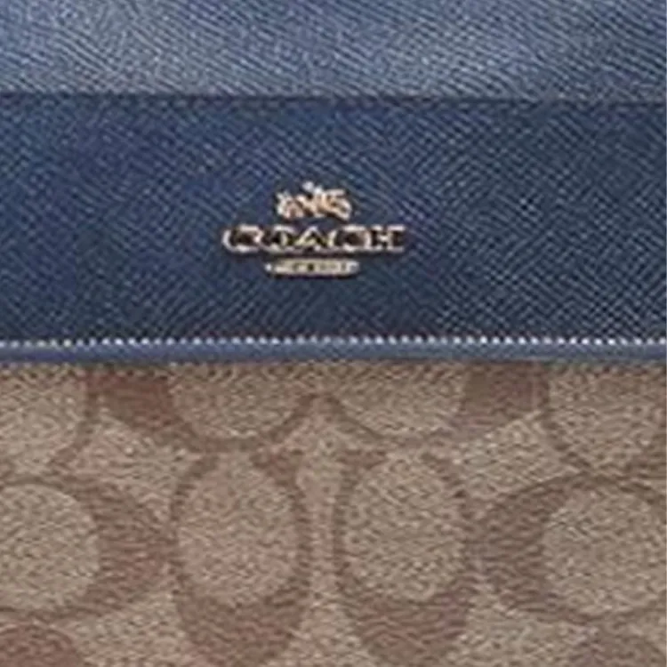 COACH East/West Leather Patchwork Combo Bag Handbag Shoulder Bag Crossbody Bag Large Size Women's Blue-4