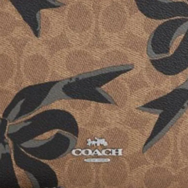 COACH Canvas Clutch Small Size Women's Brown Yellow & Black-3