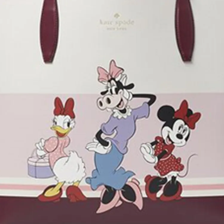 Kate Spade Disney Collaboration Disney Leather Tote Bag Shopping Bag Handbag Large Size Women's White-4