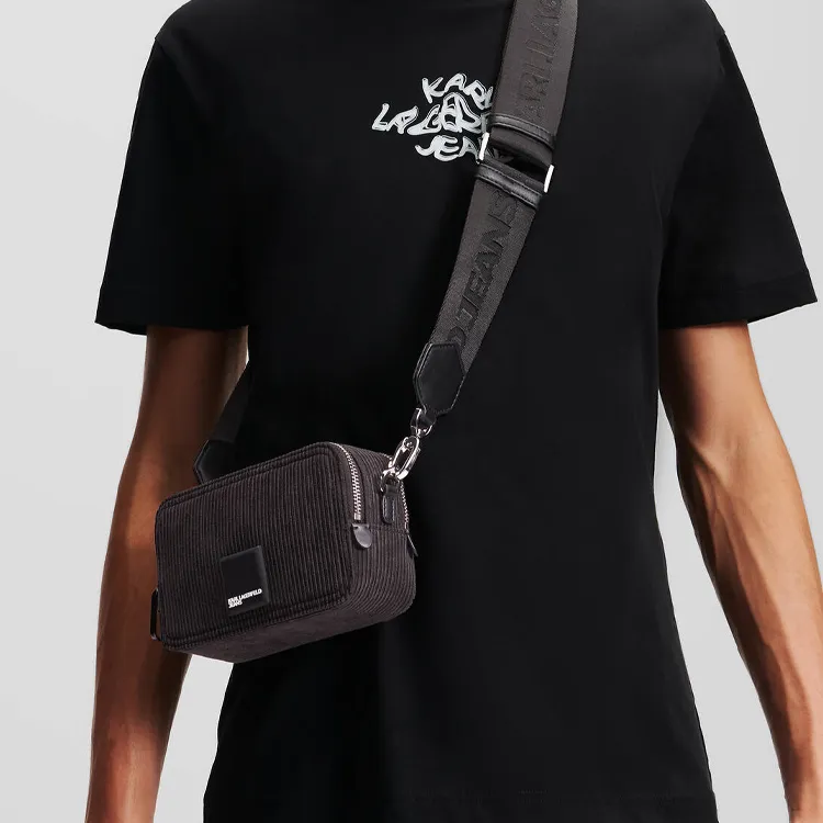 KARL LAGERFELD / Karl Lagerfeld Jeans Box-logo Corduroy Camera Bag-4