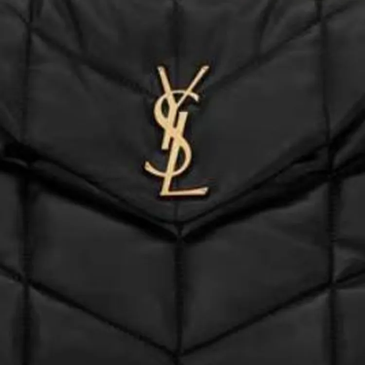 SAINT LAURENT PUFFER Lambskin Shoulder Bag Medium Size Women's Black-5