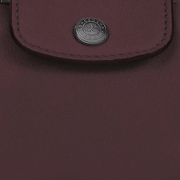 LONGCHAMP Le Pliage Cuir Sheepskin Dumpling Bag Coin Purse Regular Women's Burgundy Red-3