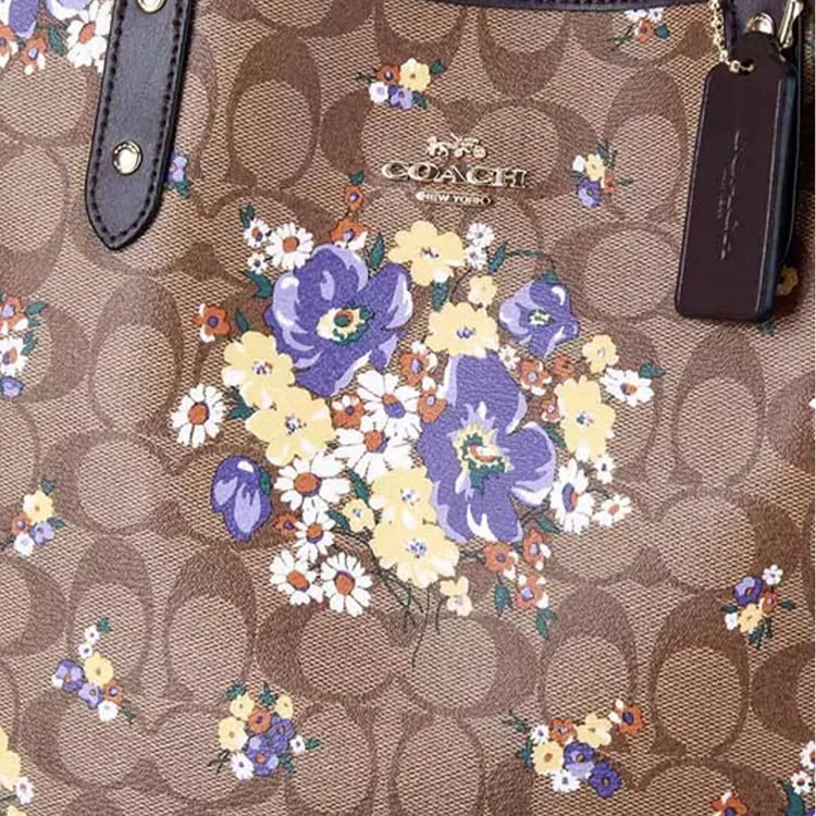 COACH City Monogram Canvas With Leather Tote Bag Handbag Shoulder Bag Large Size Women's Khaki Monogram-3