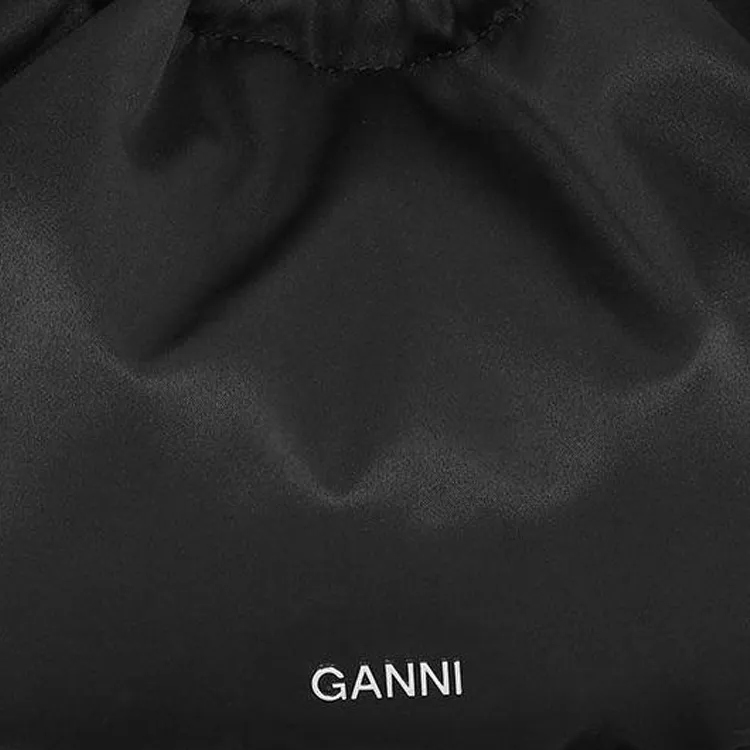 GANNI Polyester Hobo Bag One Shoulder Handbags Small Size Women's Black-4