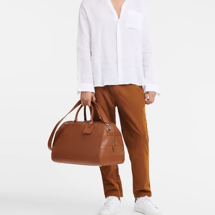 LONGCHAMP Le Foulonné Cow Leather Handbag Shoulder Bag Crossbody Bag Travel Bag Women's Light Red Umber-4