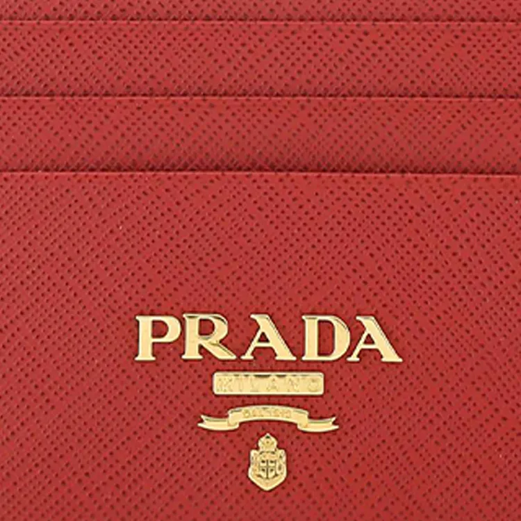 PRADA Cow Leather Card Holder Card Holder Women's Red-2