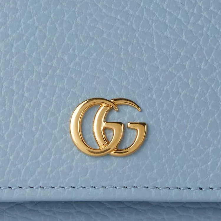 GUCCI Leather Wallet Medium Size Women's Light Blue-5
