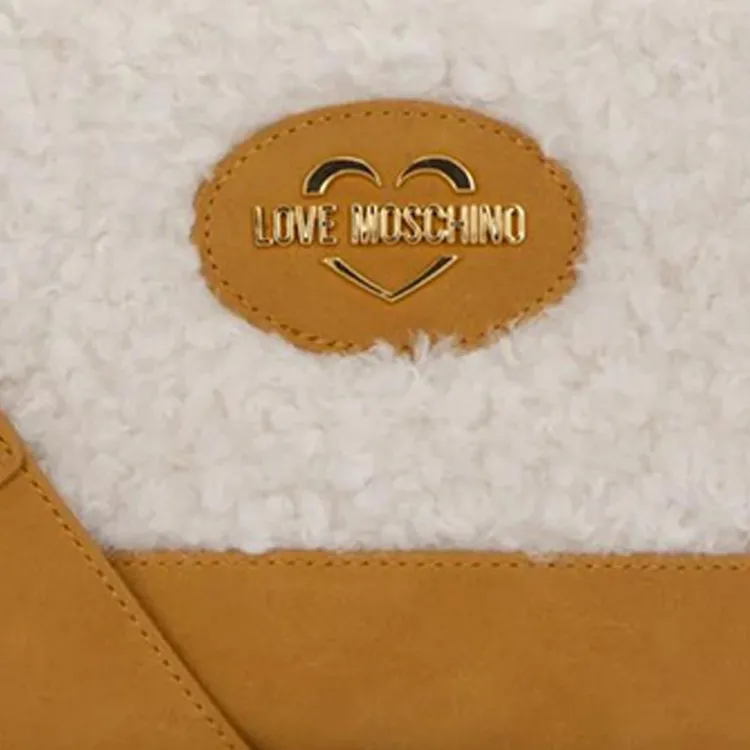 LOVE MOSCHINO Polyester Shoulder Bag Crossbody Bag Women's Ecru/Brown-3