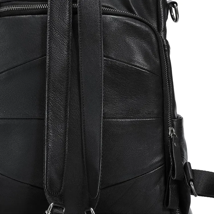 LARTIGENT Cow Leather Backpack Regular Unisex Black-3