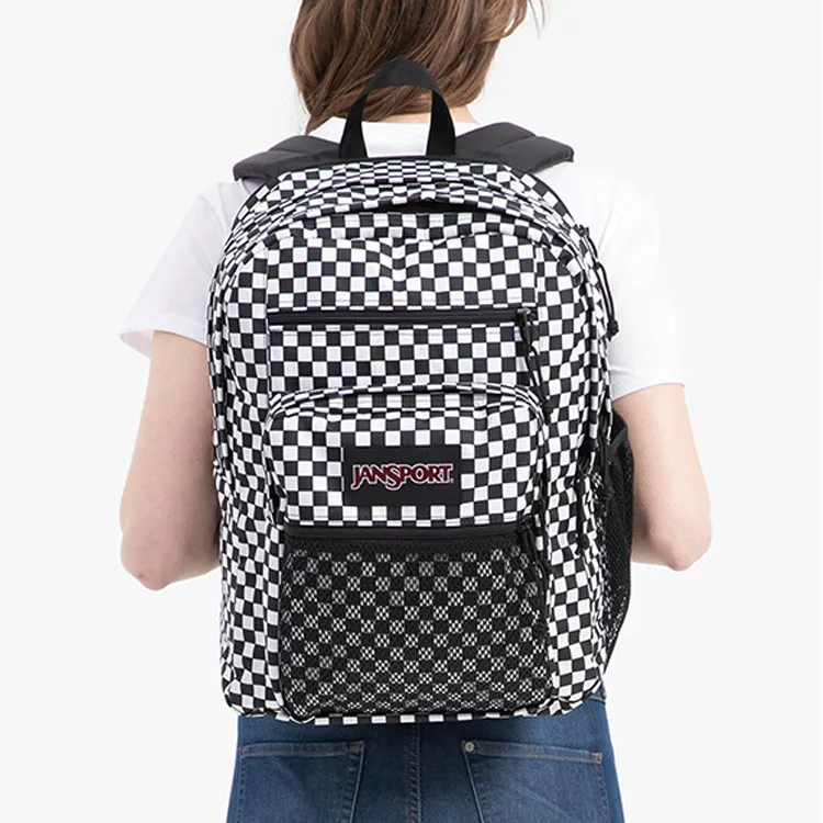 JanSport Polyester Backpack Medium Size Unisex Black White Plaid-5
