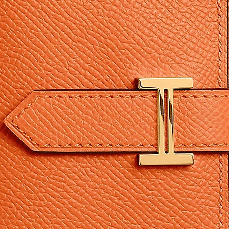 HERMES Bearn Epsom Leather Wallet Mini Women's 93 Orange Hermes Orange-2