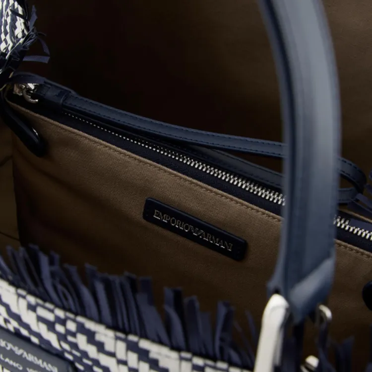 EMPORIO ARMANI MyEA Series Polyester Tote Bag Shopping Bag Handbag Large Size Women's Blue-4