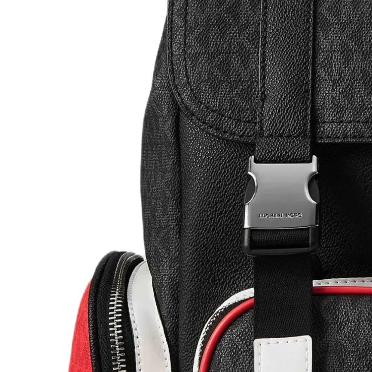 MICHAEL KORS MK Cooper Backpack Large Size Men's Black/Red-3