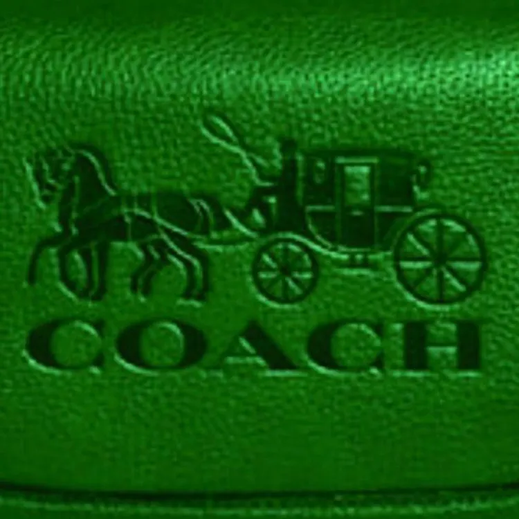 COACH Saddle Litchi Grain Leather Saddle Bag Shoulder Bag Crossbody Bag Small Size Women's Green White-3