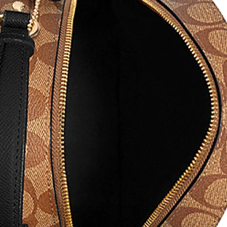 COACH Jordyn Coated Canvas Zip Closure Casual Backpack In Peacock Green Multicolor Large Size Women's Black-4