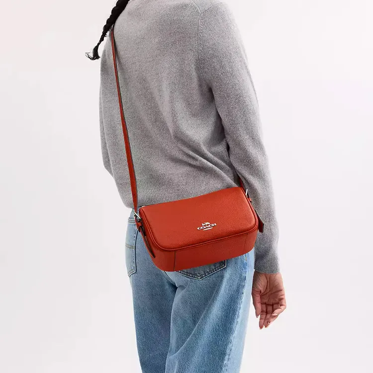 COACH Kailey Leather Shoulder Bag Small Size Women's Deep Orange-3