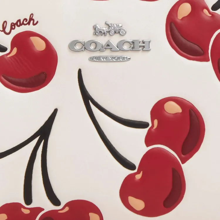 COACH Leather Wallet Mini Women's White-3