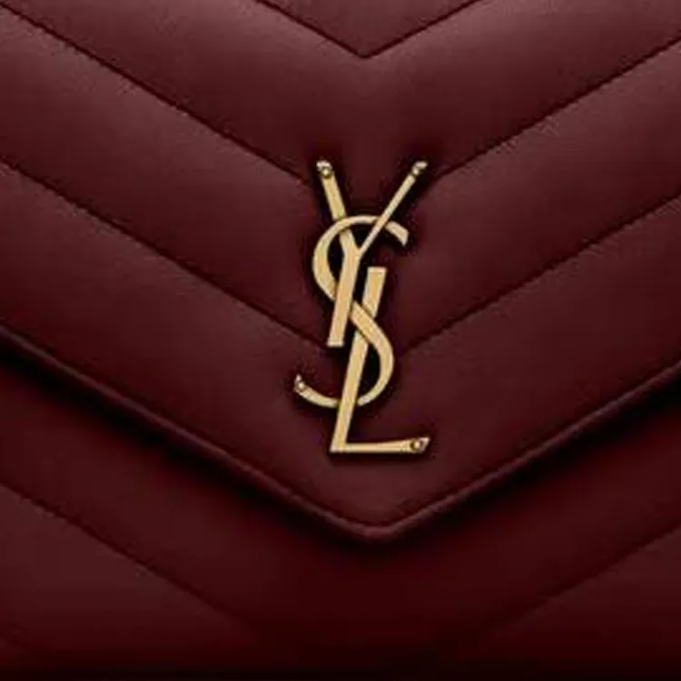 SAINT LAURENT LOULOU Soft Lambskin Shoulder Bag Medium Size Women's Burgundy-6