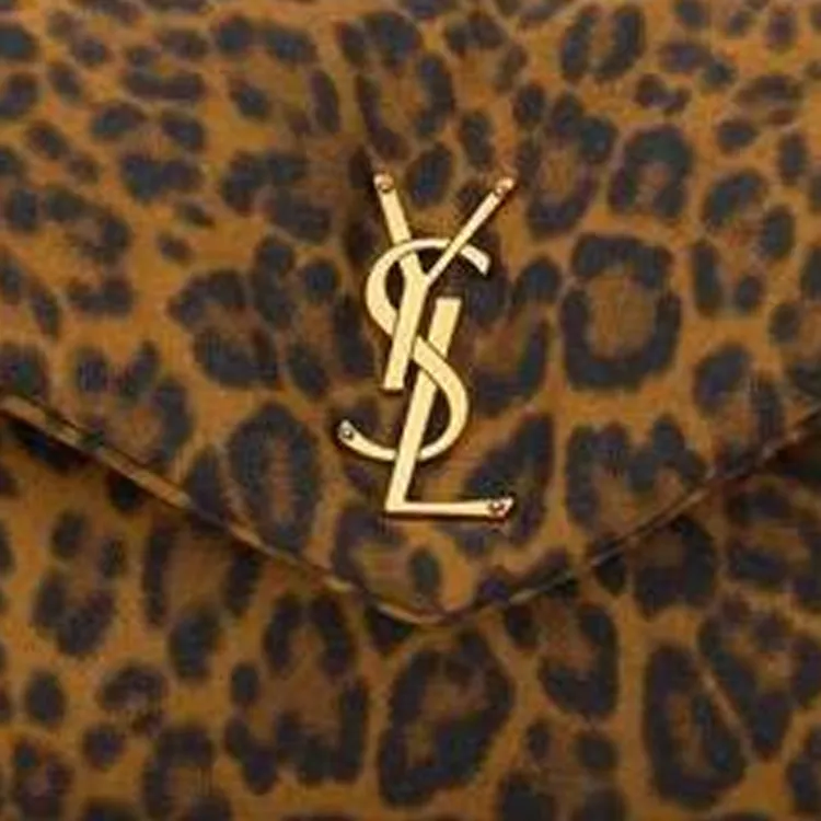 SAINT LAURENT Calypso Cotton Shoulder Bag Small Size Women's Leopard Print-5