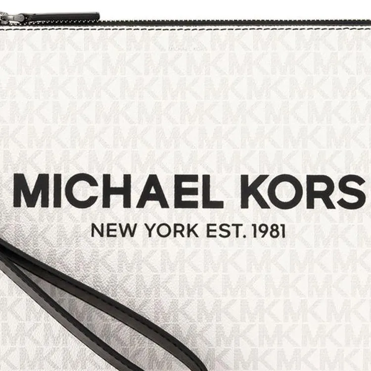 MICHAEL KORS Coated Canvas Clutch Large Size Men's Bright White-3