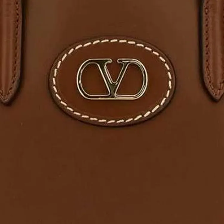 Valentino Calfskin Tote Bag, Shopping Bag, Shoulder Bag, Handbag Women's Brown-3