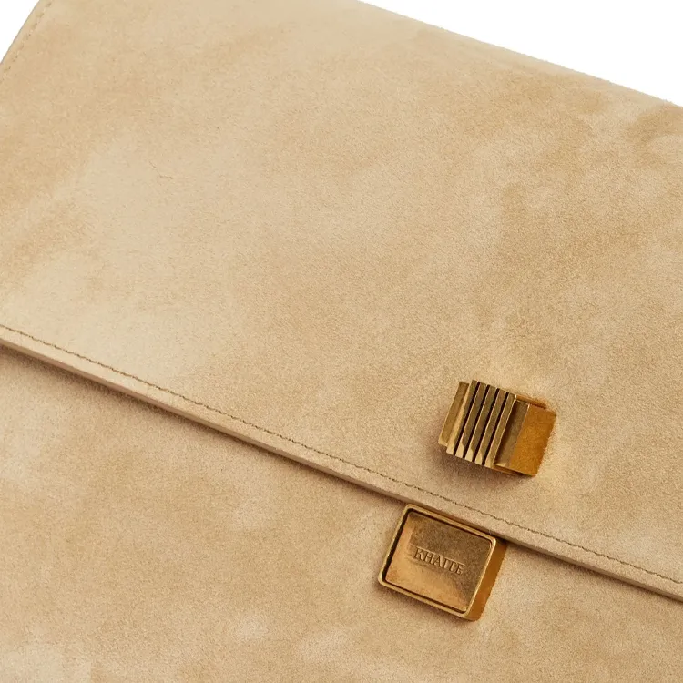 KHAITE Calf Suede Clutch Women's Khaki-4