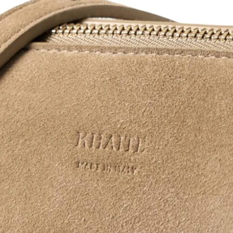 KHAITE Lina Calf Suede Shoulder Bag Women's Khaki-3