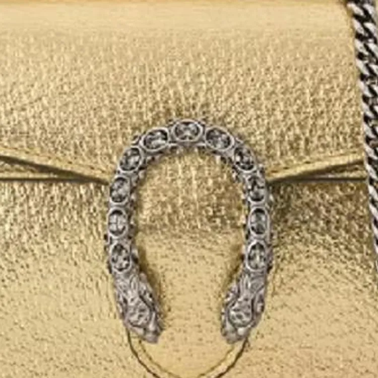 GUCCI Dionysus Leather Shoulder Bag Women's Gold-4