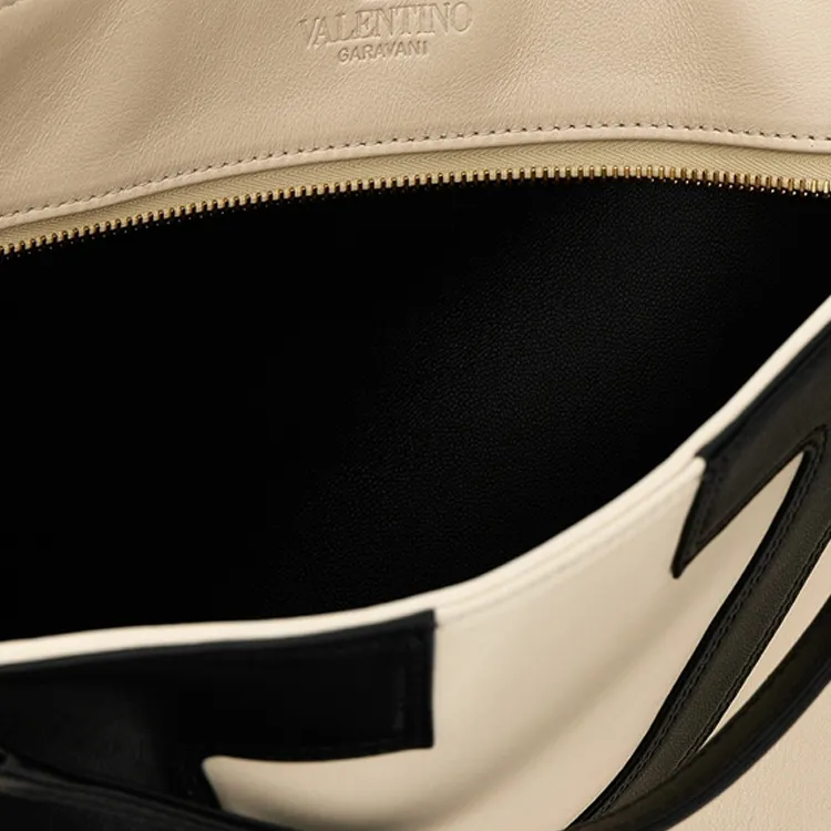 Valentino GARAVANI Sheepskin Tote Bag Shopping Bag Shoulder Bags Regular Women's White & Black-3