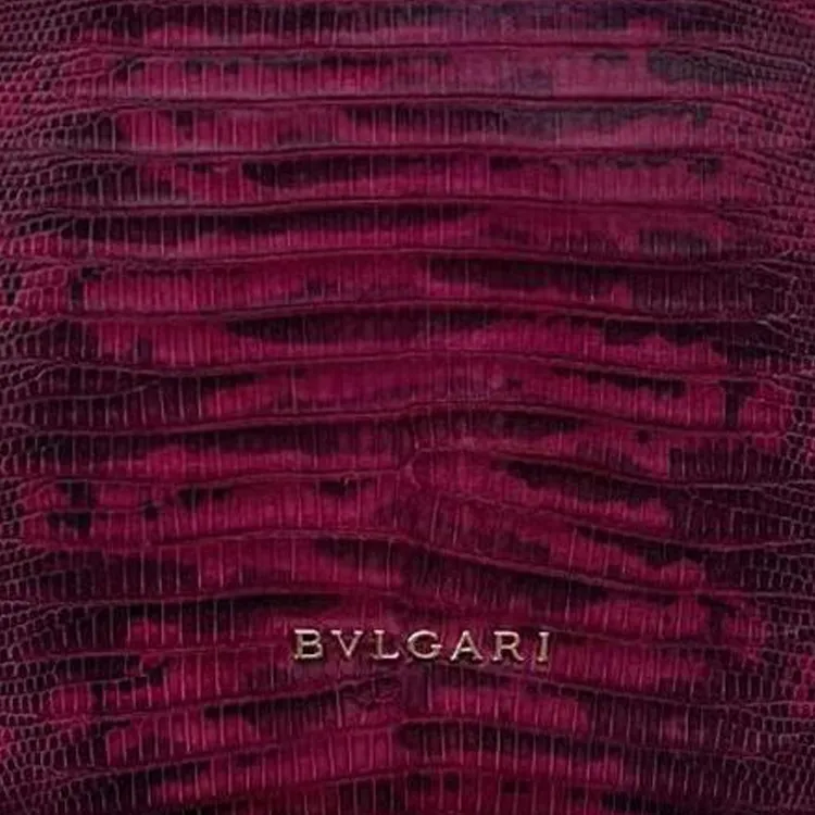 BVLGARI Water Snake Skin Handbag Shoulder Bag Women's Rose Red-3