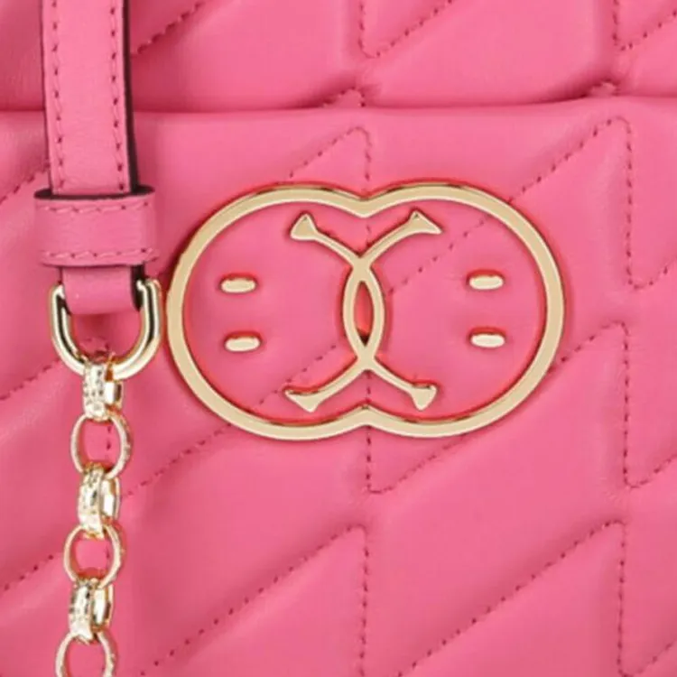 MOSCHINO Calfskin Shoulder Bag, Crossbody Bag, Handbag Women's Pink-3
