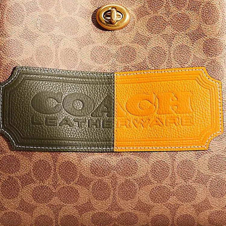 COACH Willow Coated Canvas With Shell Pattern Leather Bucket Bag Portable Crossbody Bag Shoulder Bag Women's Tan-3