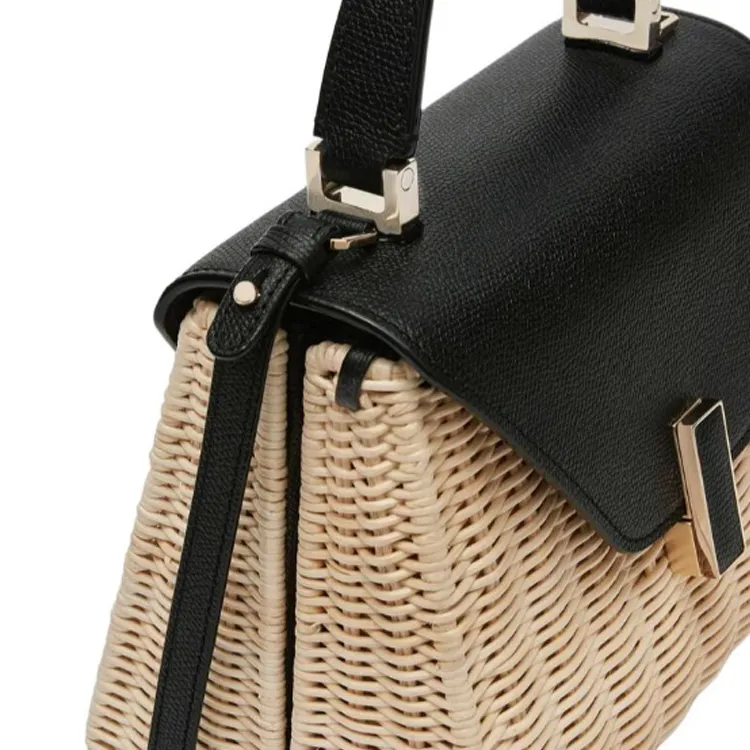 Valextra Iside Calfskin Shoulder Bag, Crossbody Bag, Handbag Mini Women's Beige & Black-4