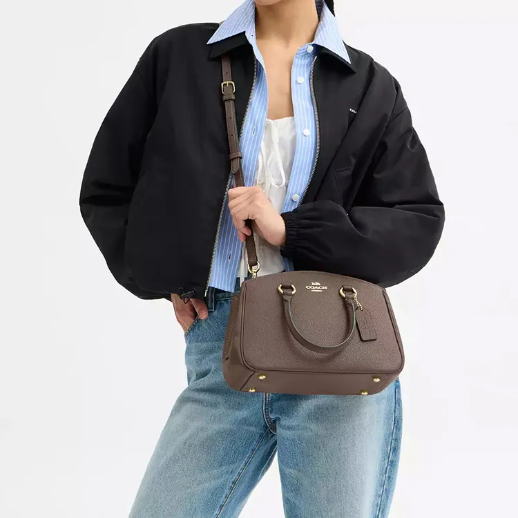 COACH Leather One Shoulder Handbag Trumpets Women's Brown-4
