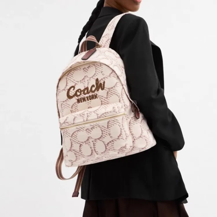 COACH Cargo Fabric Backpack Tubas Women's Natural-4