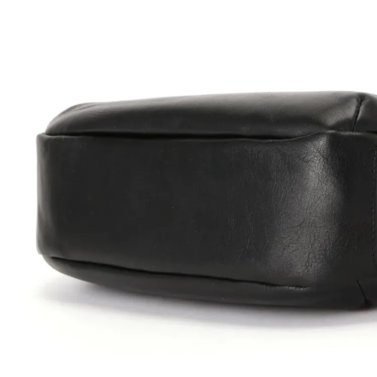 AVIREX Cow Leather Half Moon Hobo Bag, Shoulder Bag, Crossbody Bag Women's Black-4
