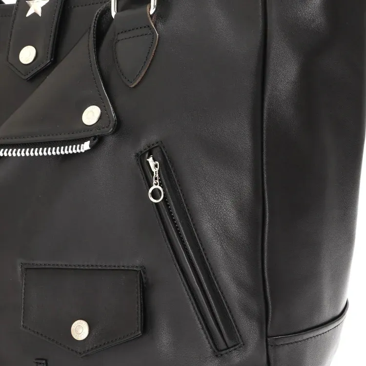 Schott N.Y.C. Cow Leather Tote Bag, Shopping Bag, Handbag Men's Black-6