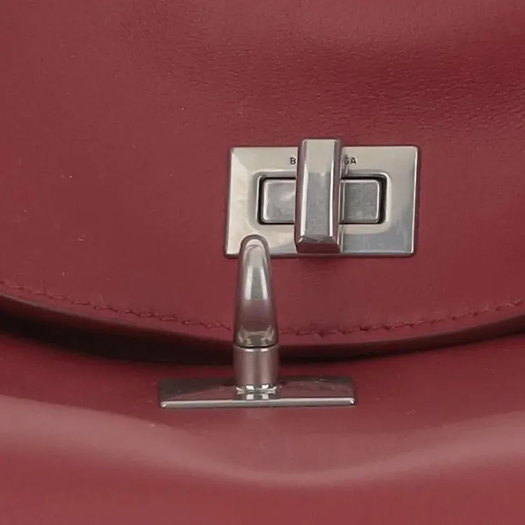 Balenciaga Smooth Calf Leather Shoulder Bag Medium Size Women's Red-4