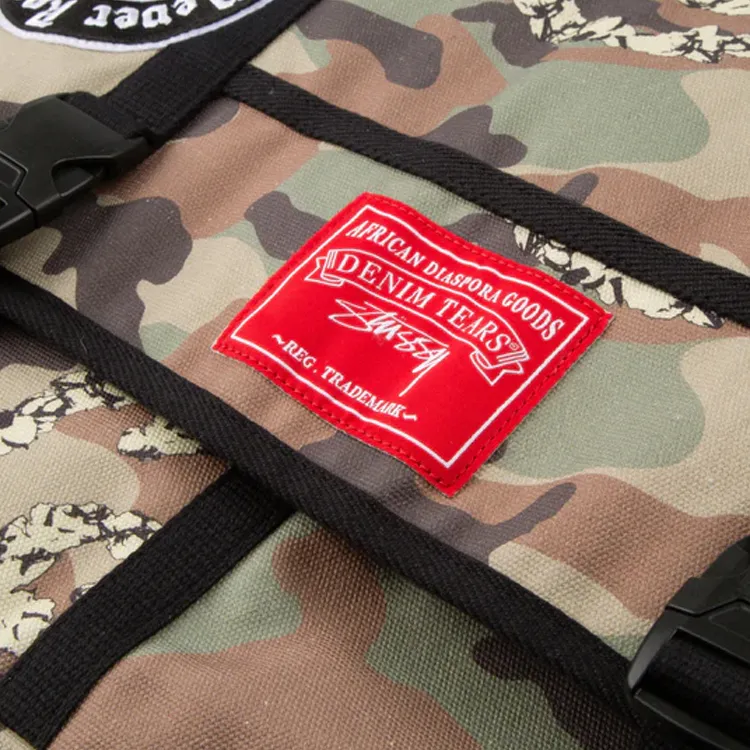 Stussy Denim Tears Collaboration Cotton Shoulder Bag, Crossbody Bag Regular Unisex Camouflage Green-2