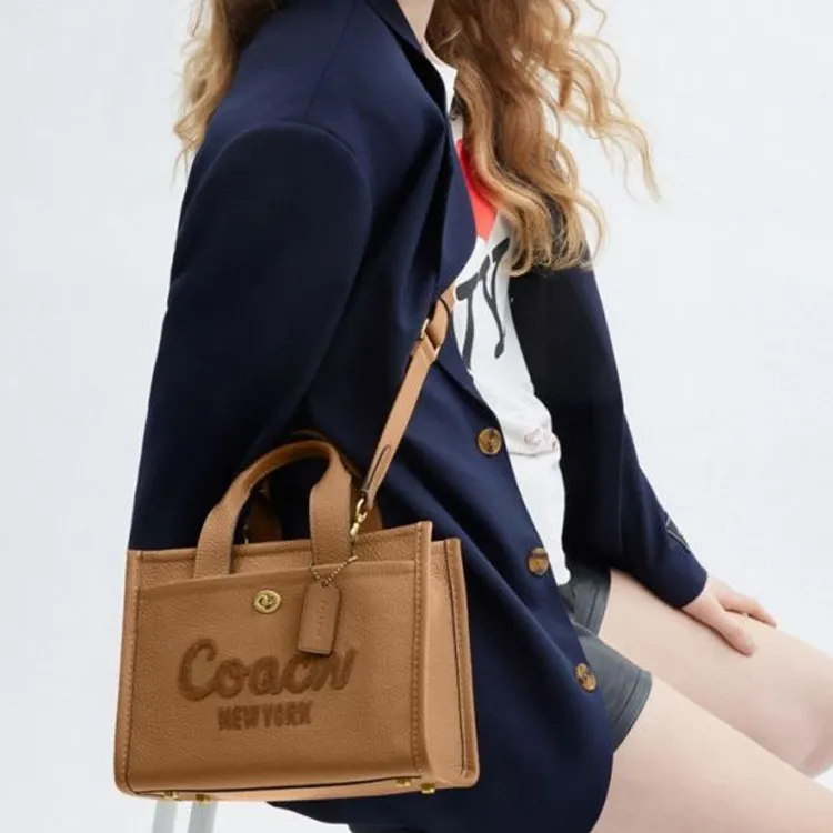 COACH Cargo Cow Leather Tote Bag, Shopping Bag, Shoulder Bag, Crossbody Bag, Handbag Medium Size Women's Honeys Brown-4