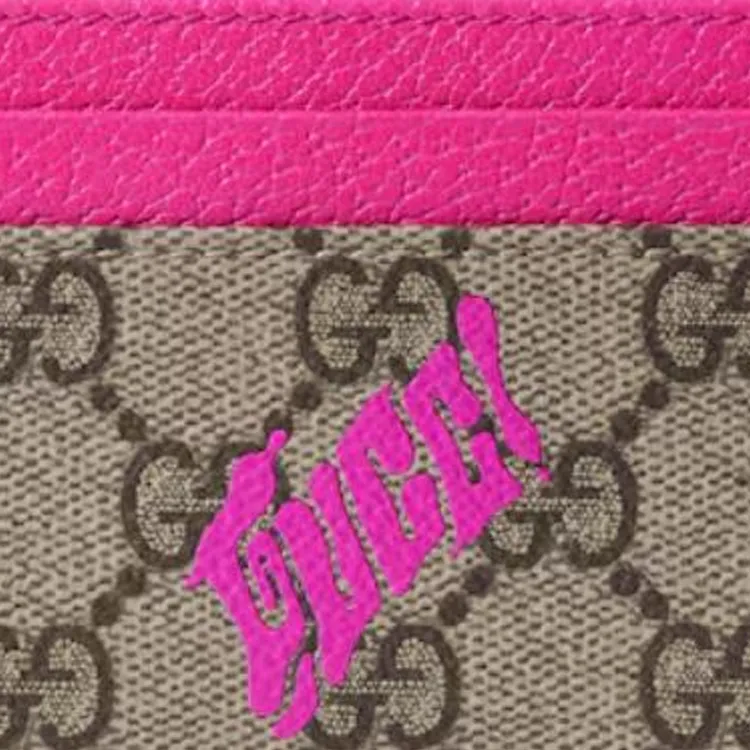 GUCCI GG Monogram Coated Fabric Card Holder Card Holder Men's Beige & Pink-2